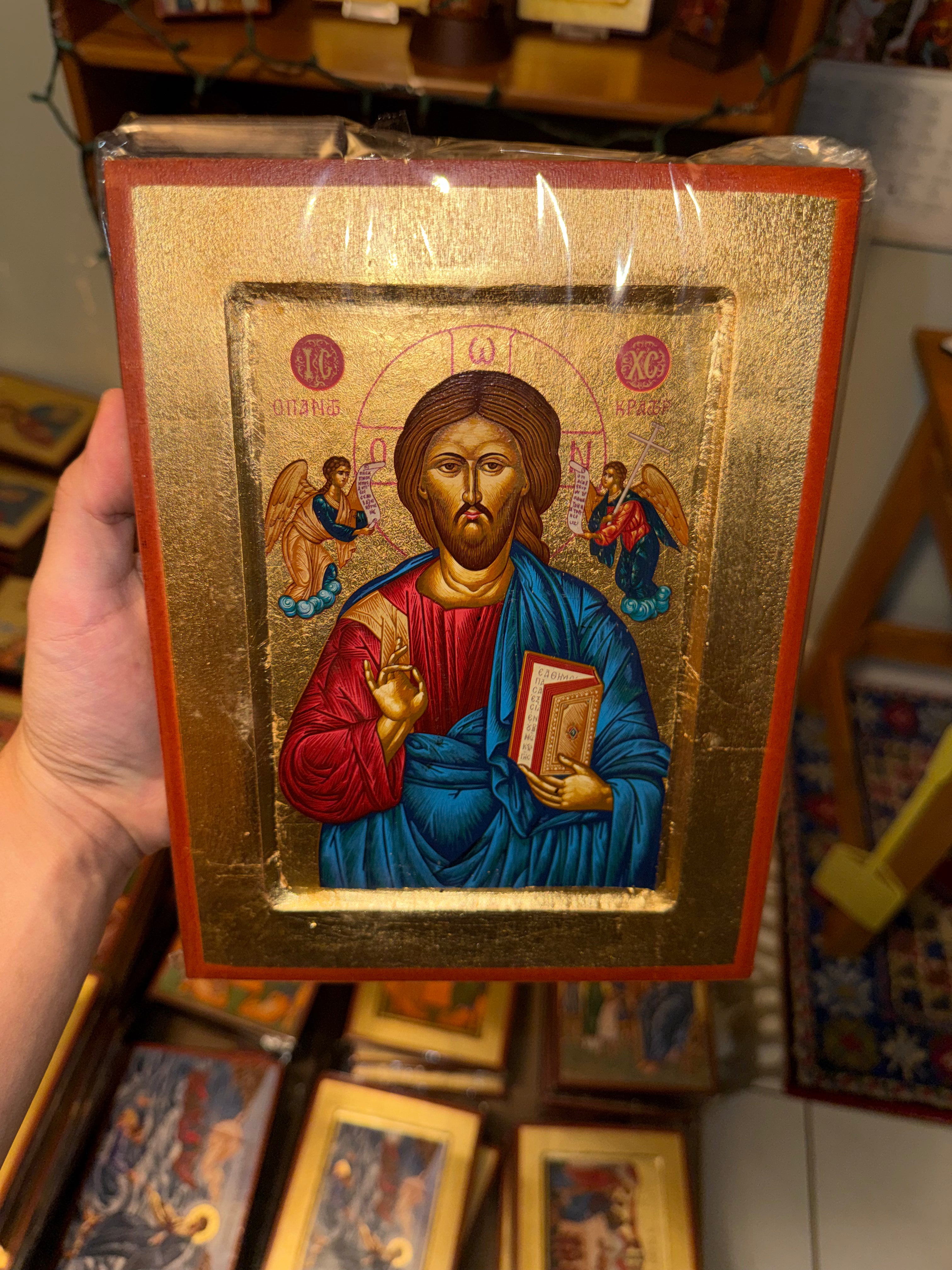 Christ Pantocrator Orthodox Icon | 18kt Gold Leaf Byzantine Icon