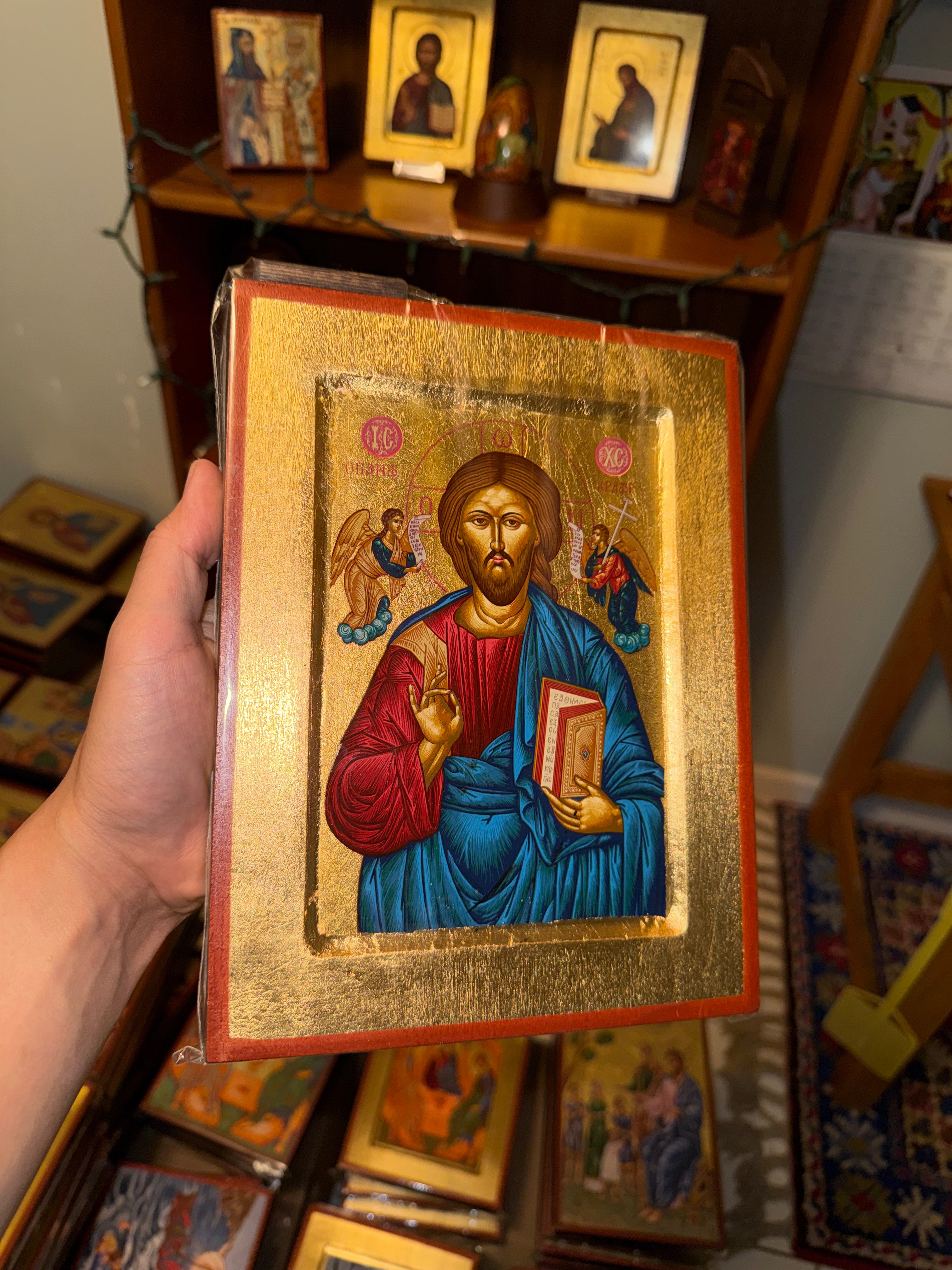 Christ Pantocrator Orthodox Icon | 18kt Gold Leaf Byzantine Icon