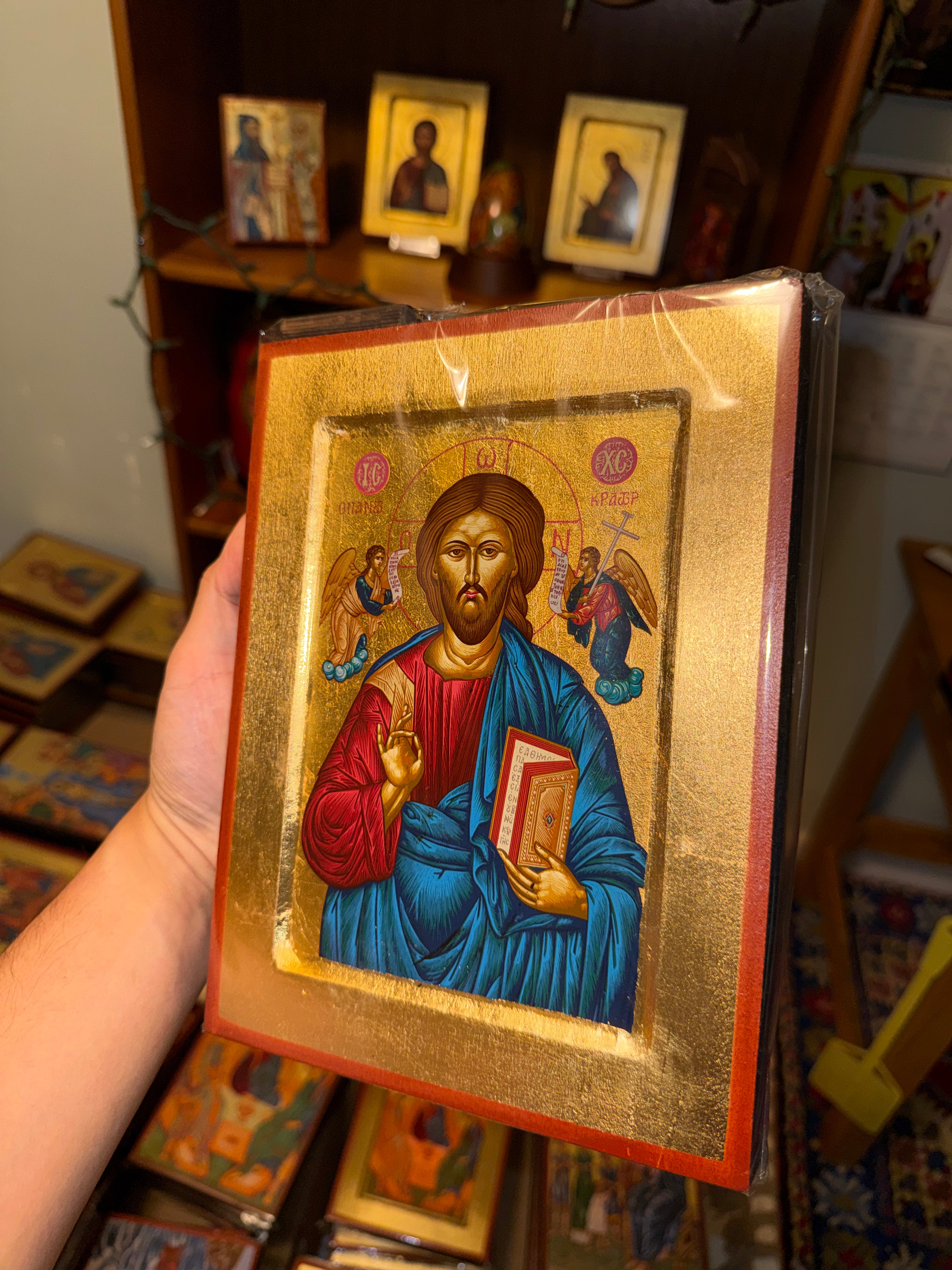 Christ Pantocrator Orthodox Icon | 18kt Gold Leaf Byzantine Icon