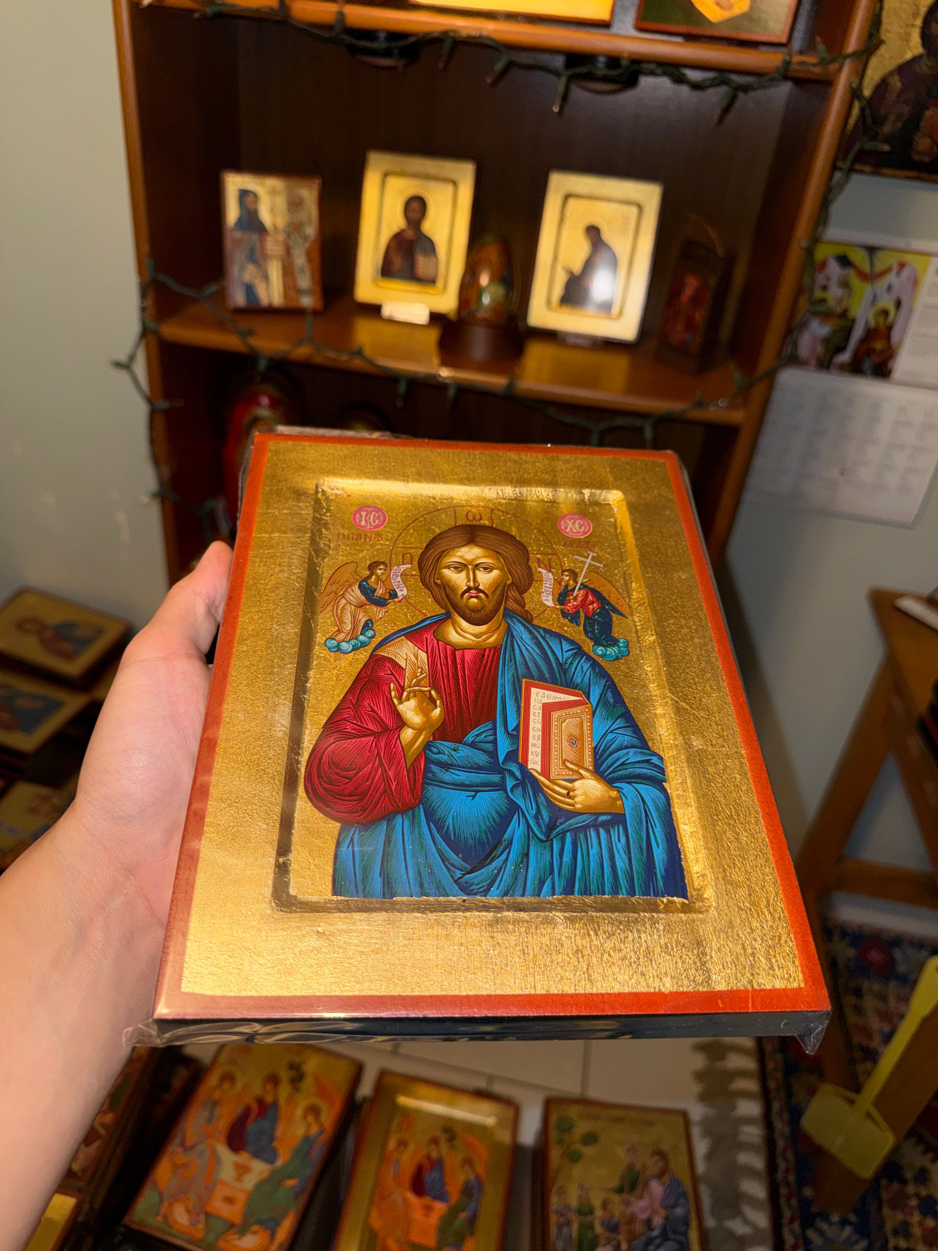 Christ Pantocrator Orthodox Icon | 18kt Gold Leaf Byzantine Icon