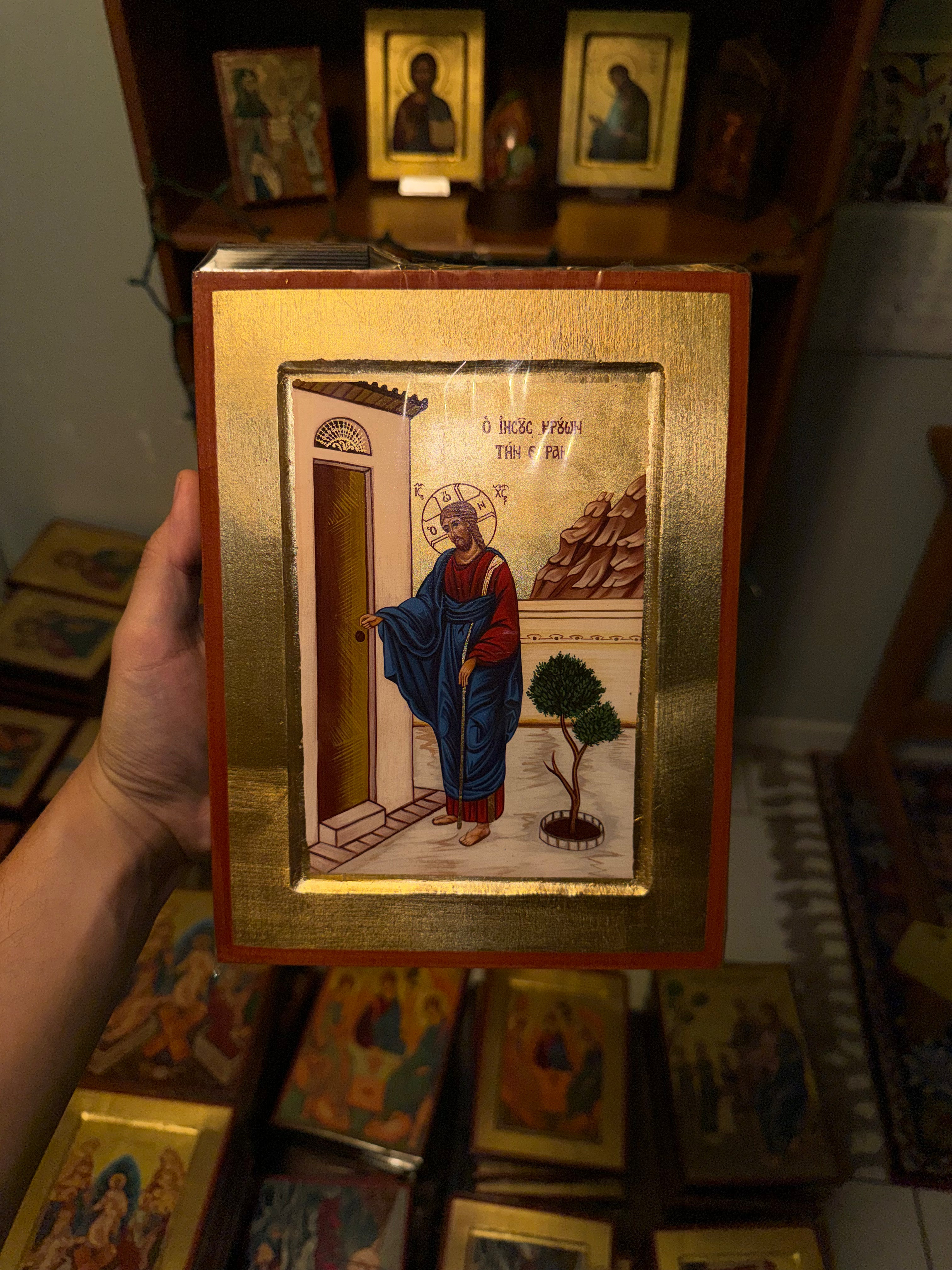Christ Knocking Orthodox Icon | 18kt Gold Leaf Icon