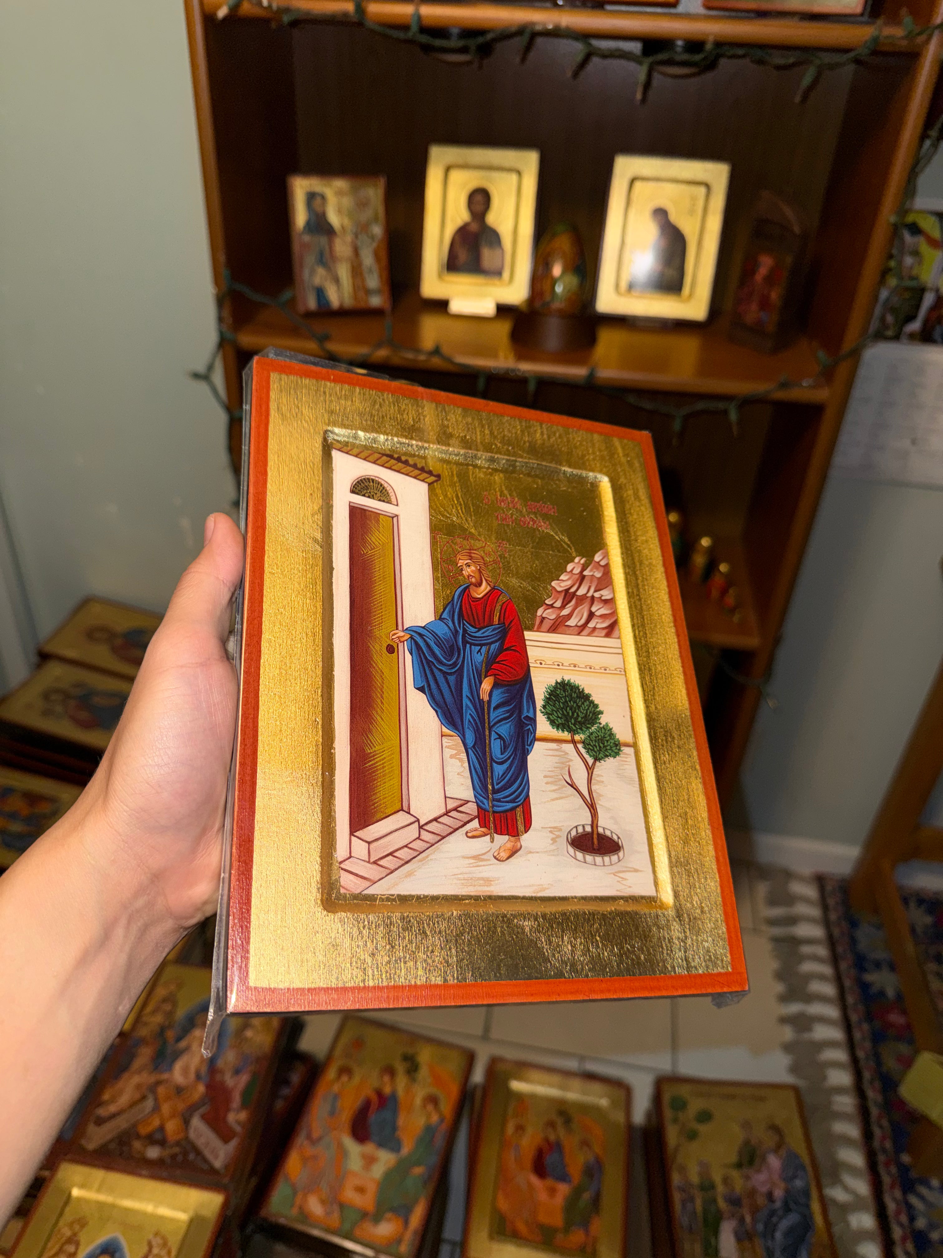 Christ Knocking Orthodox Icon | 18kt Gold Leaf Icon