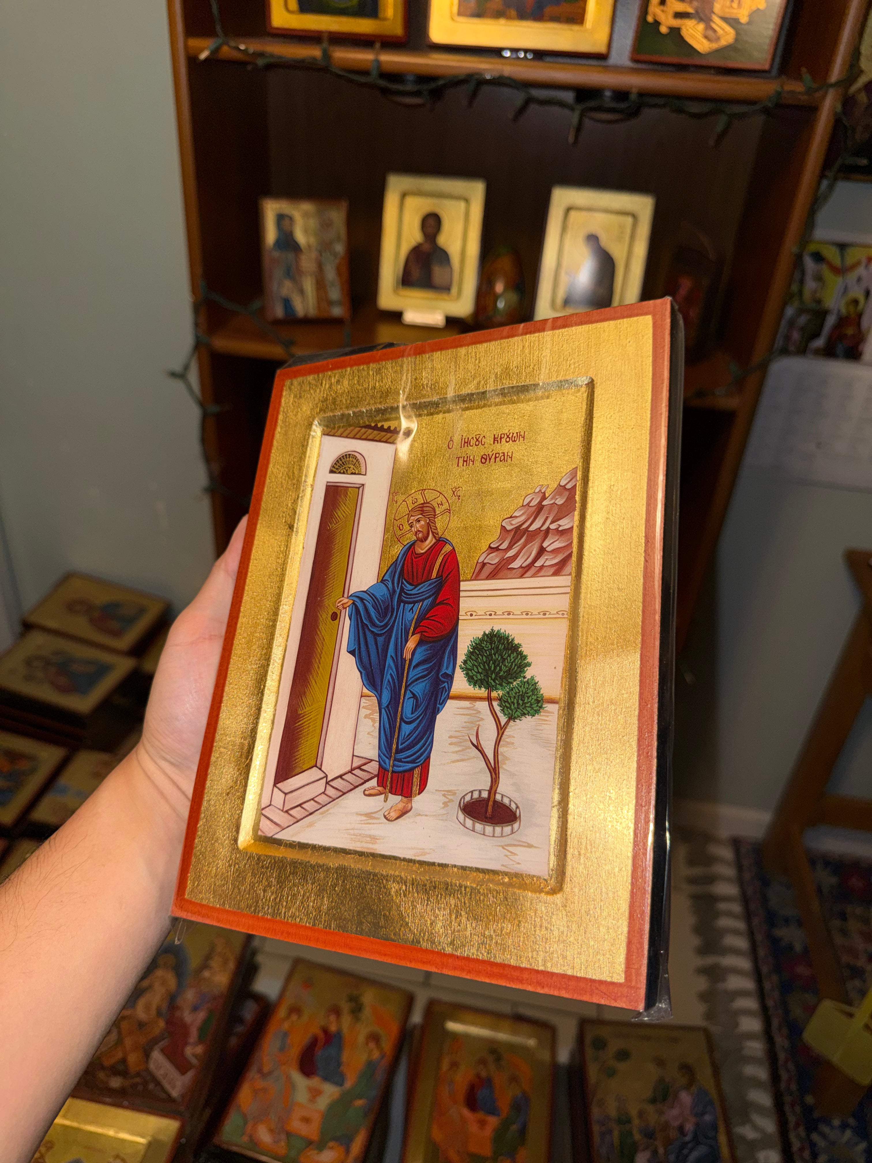 Christ Knocking Orthodox Icon | 18kt Gold Leaf Icon