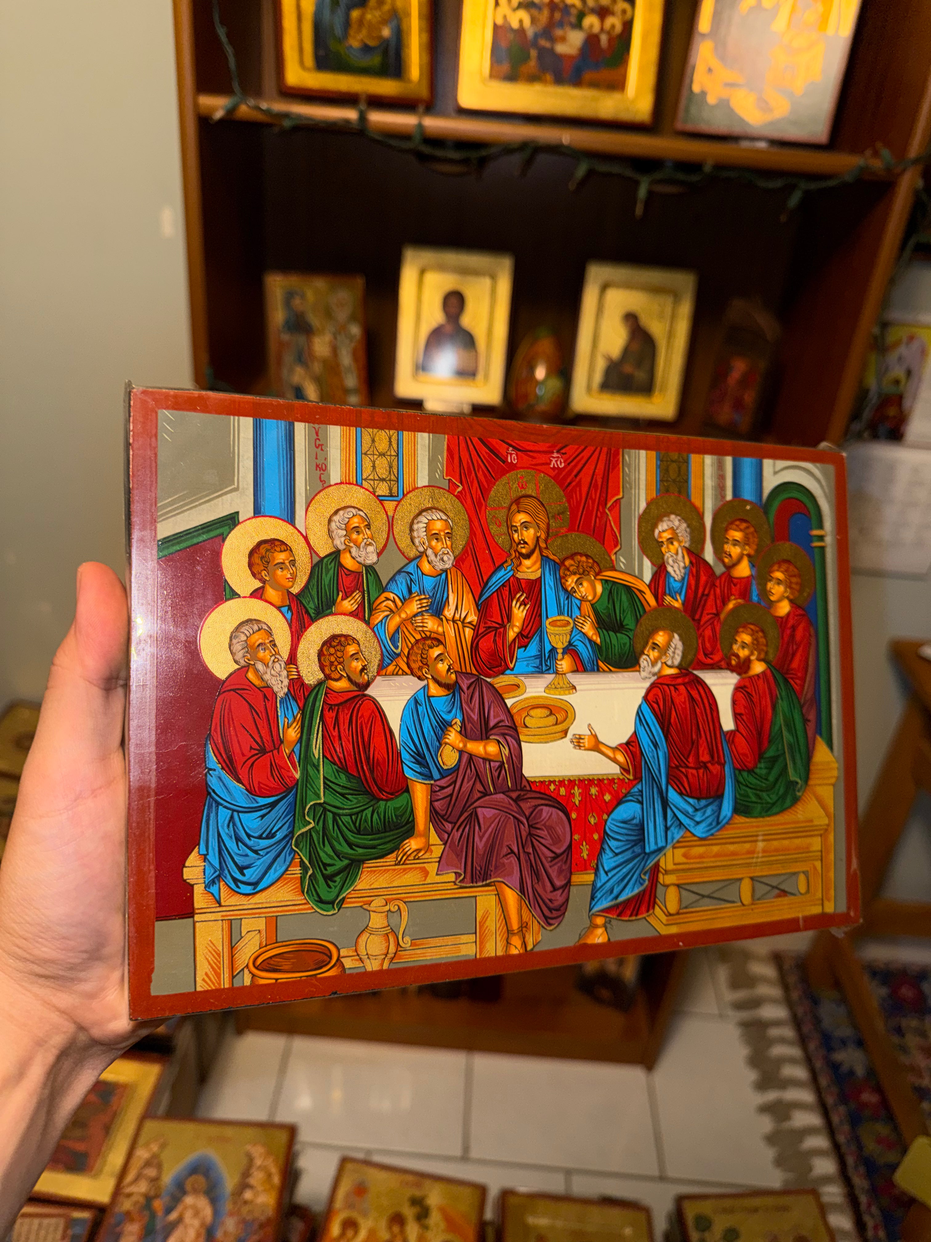 Last Supper Orthodox Icon - 18kt Gold Leaf