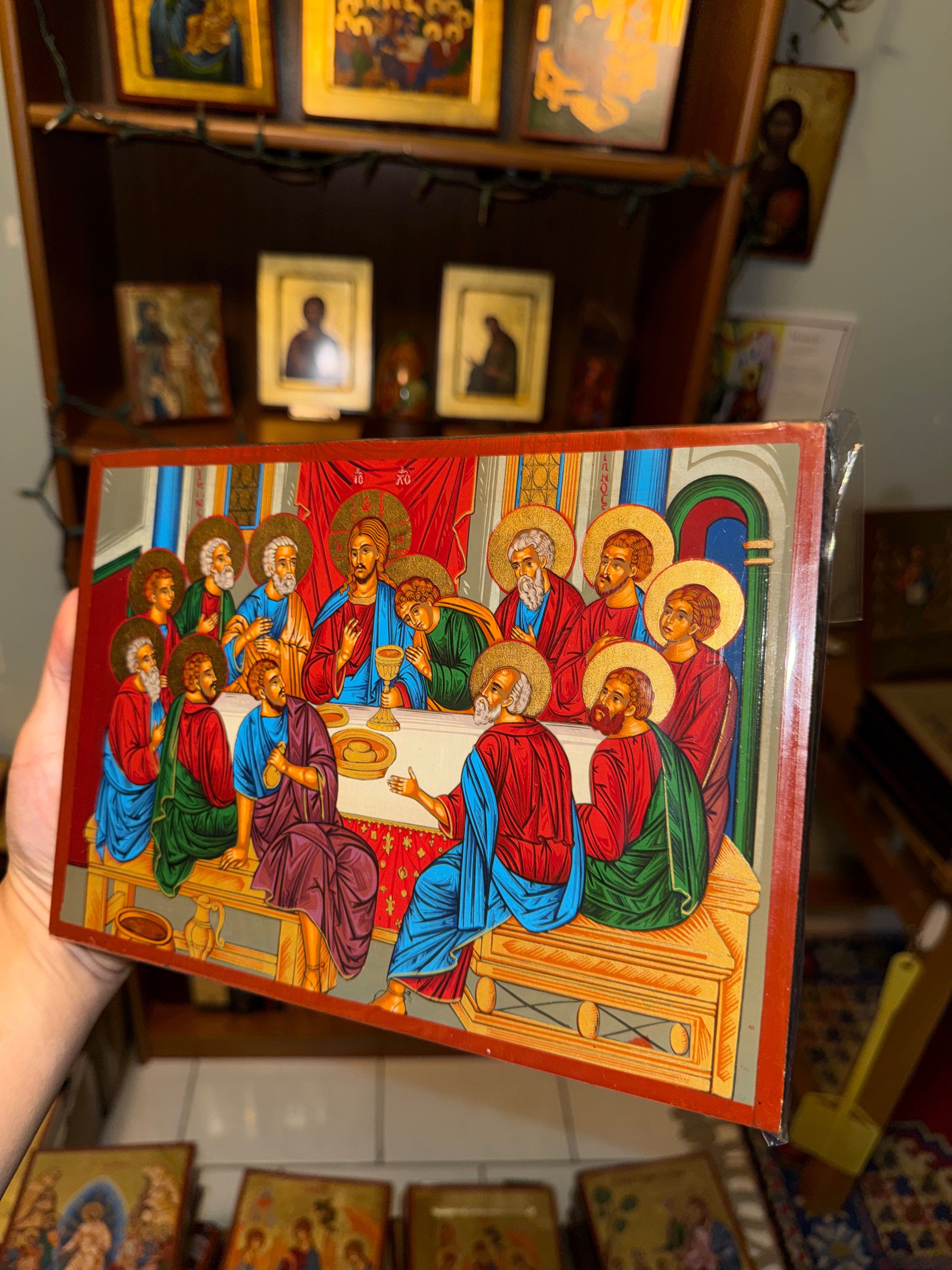 Last Supper Orthodox Icon - 18kt Gold Leaf