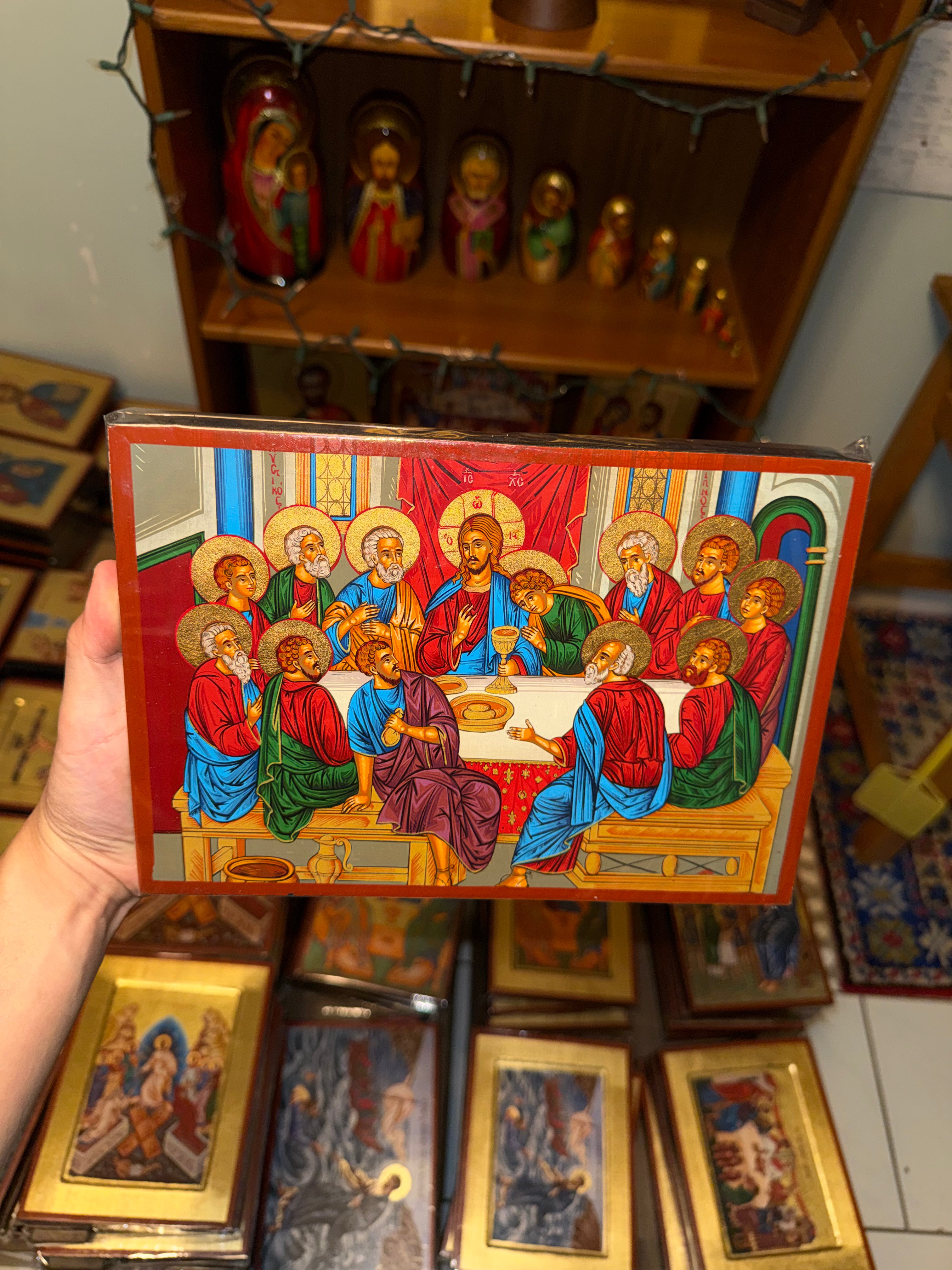 Last Supper Orthodox Icon - 18kt Gold Leaf