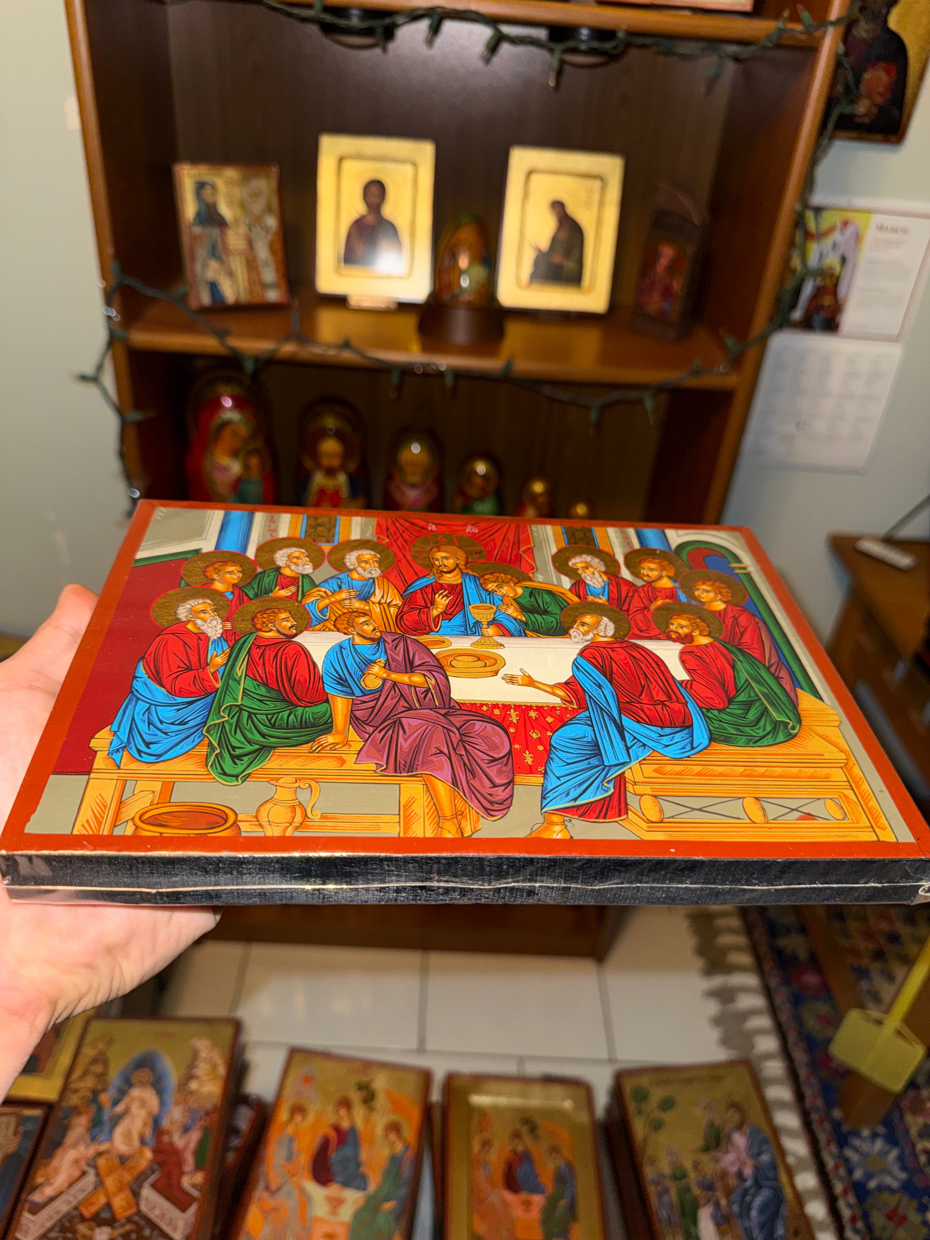 Last Supper Orthodox Icon - 18kt Gold Leaf