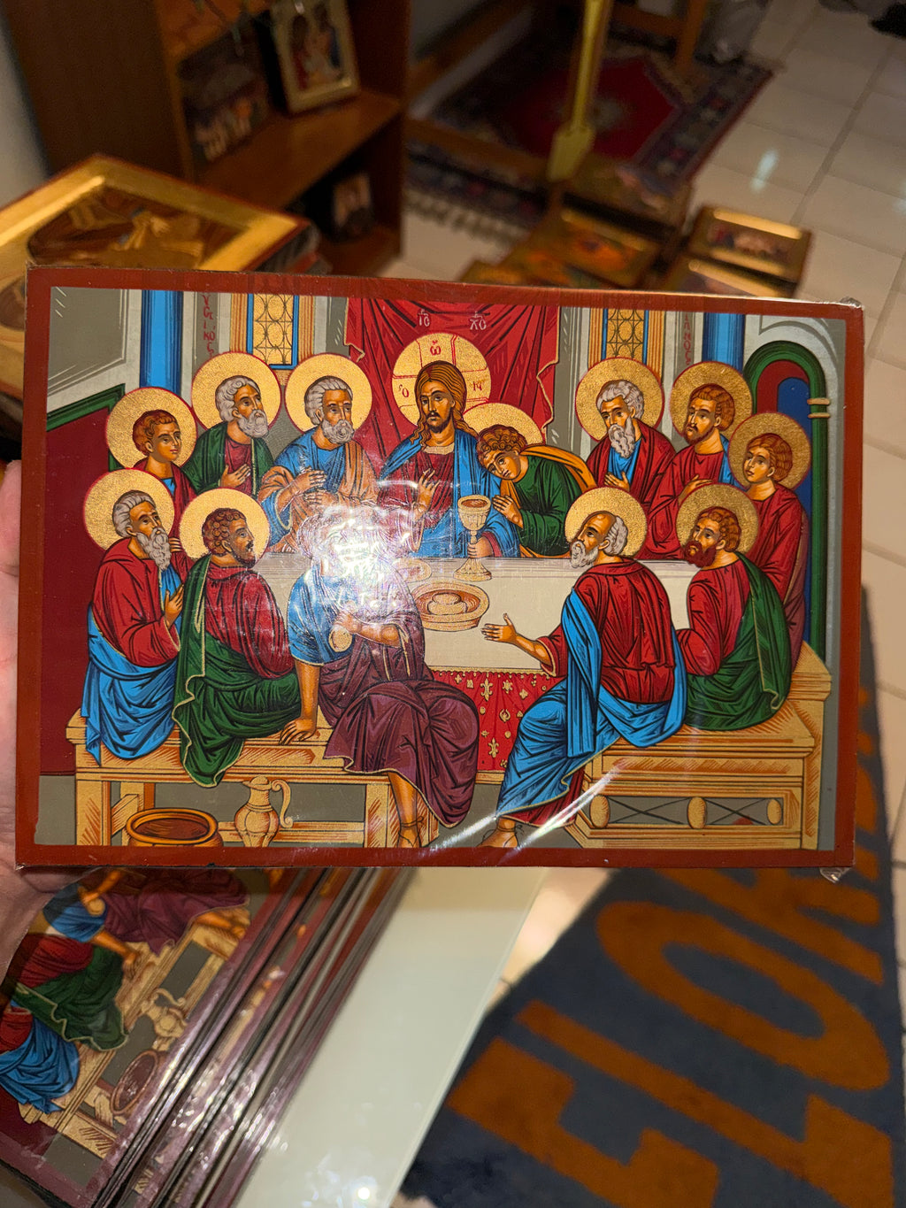 Last Supper Orthodox Icon - 18kt Gold Leaf