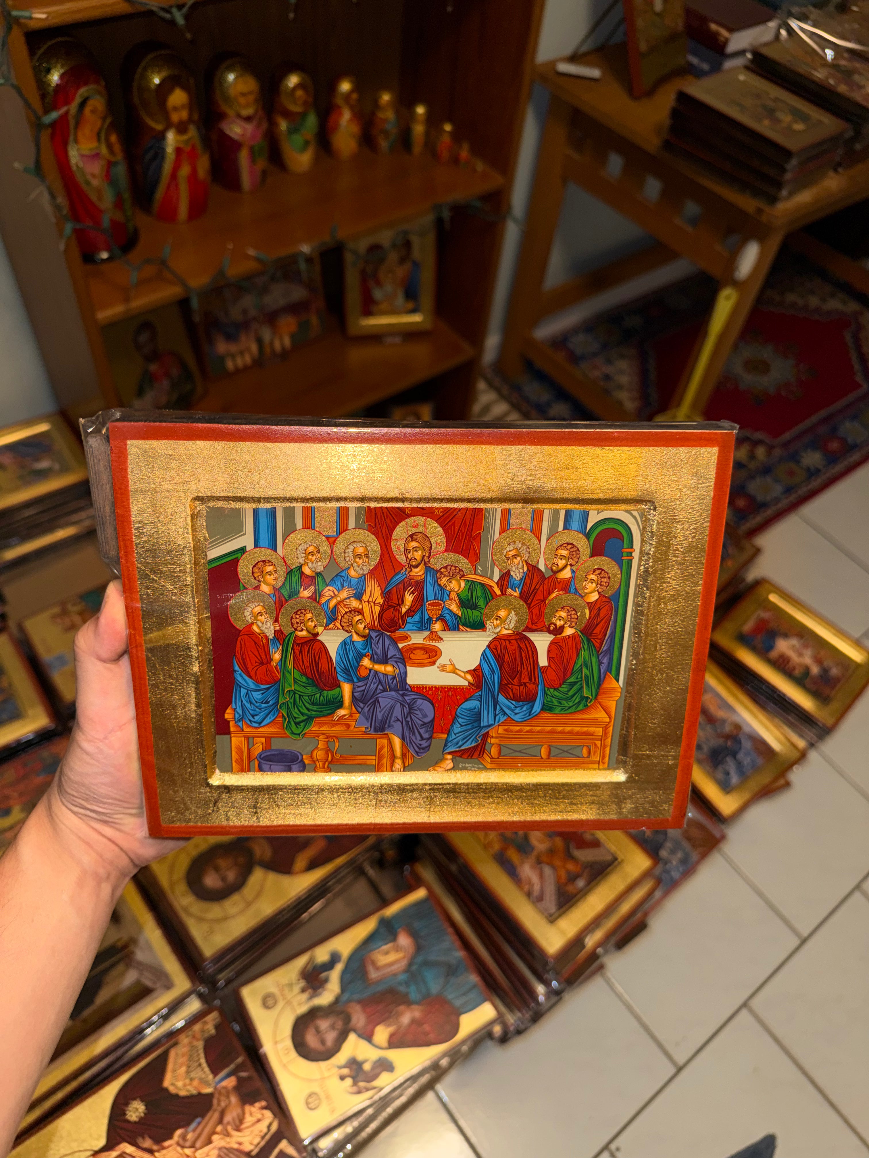 Last Supper Orthodox Icon - 18kt Gold Leaf