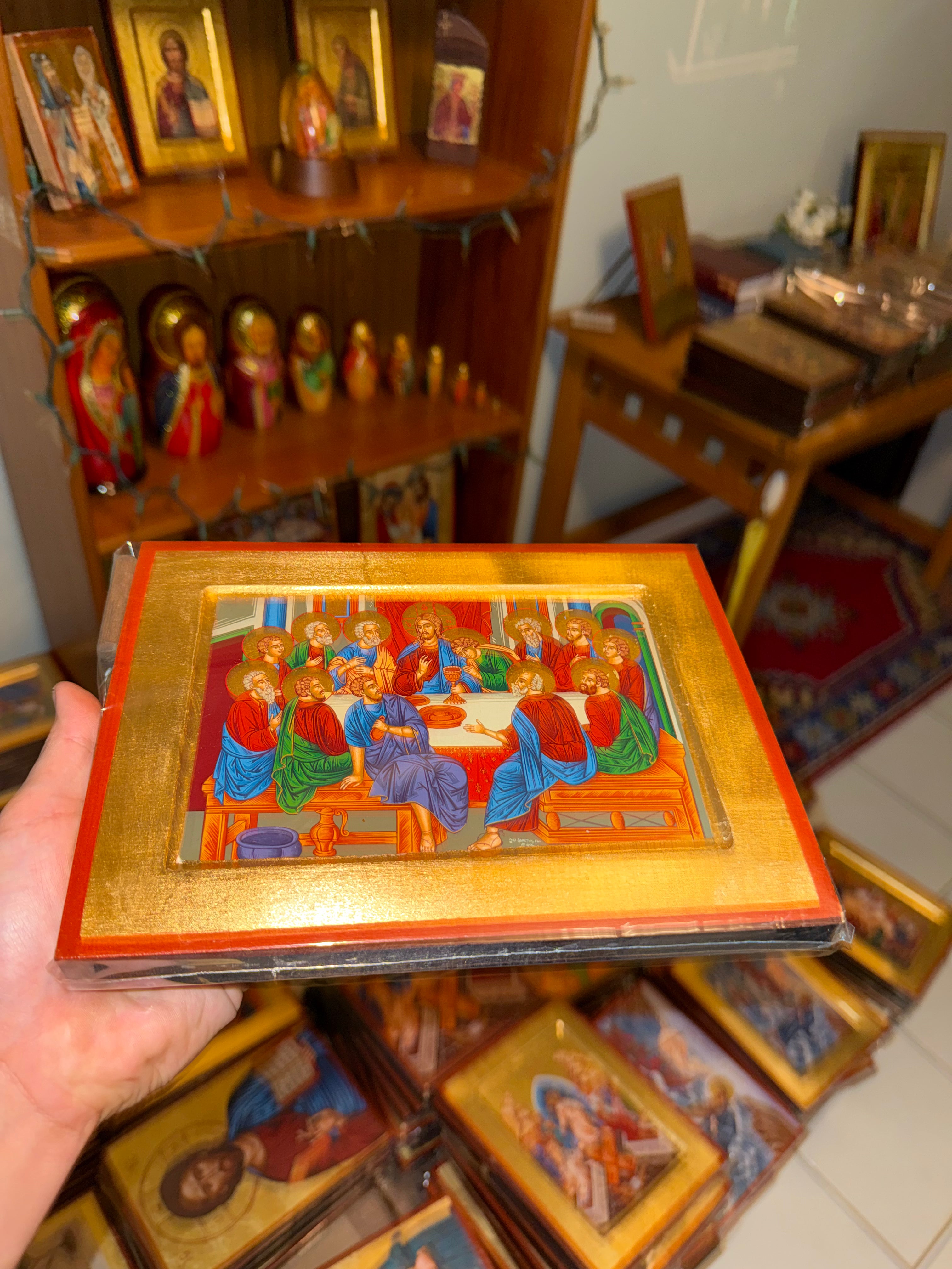 Last Supper Orthodox Icon - 18kt Gold Leaf