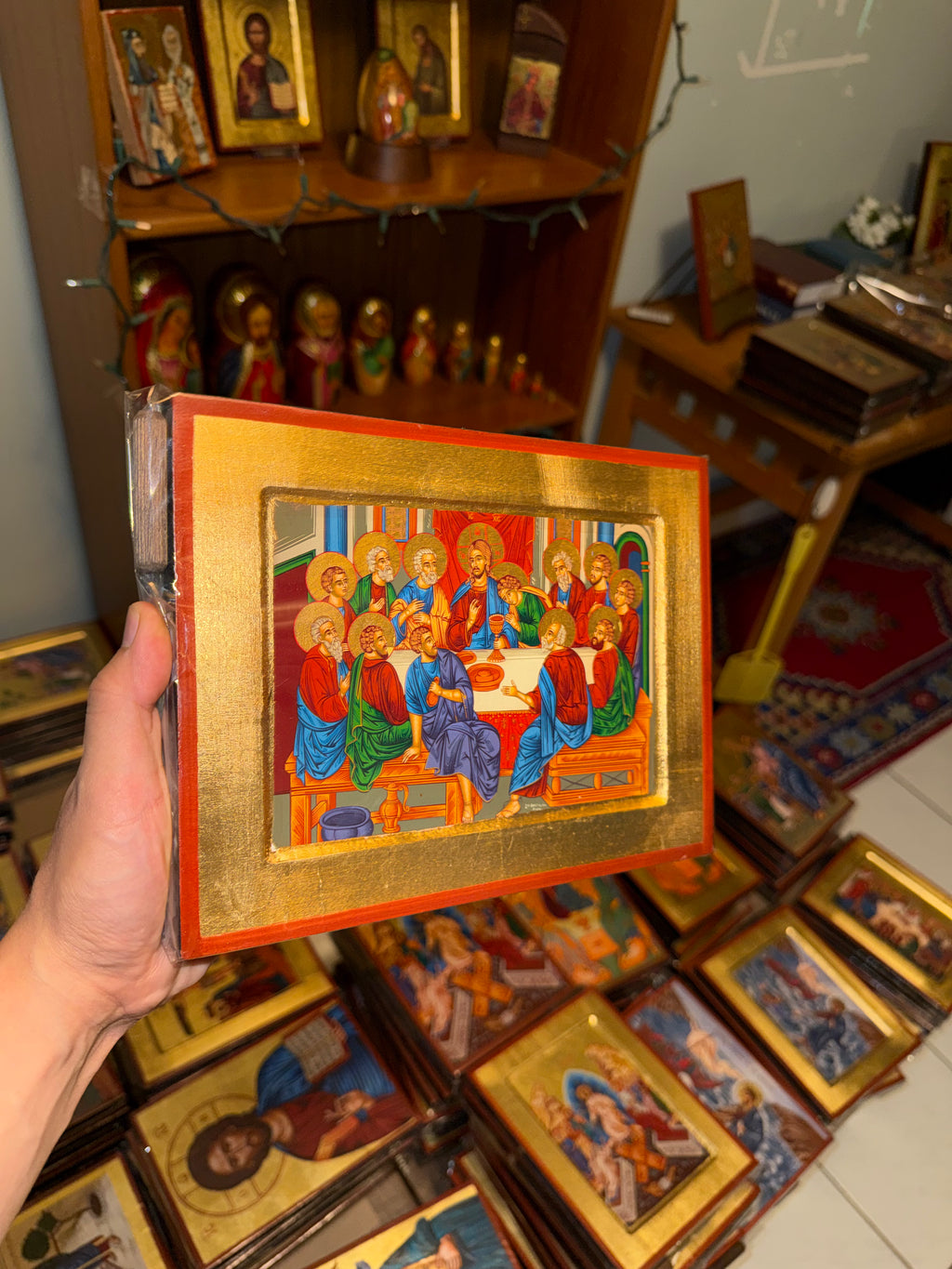 Last Supper Orthodox Icon - 18kt Gold Leaf