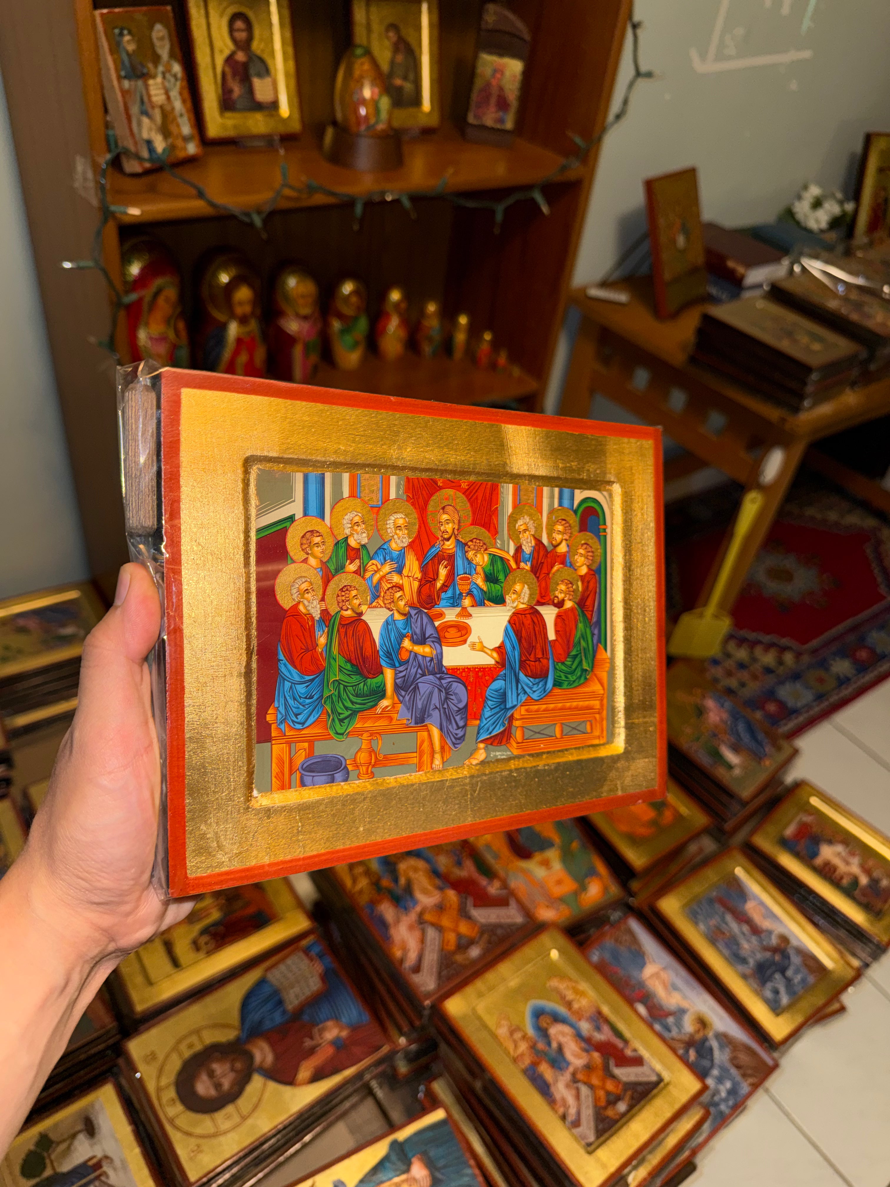 Last Supper Orthodox Icon - 18kt Gold Leaf
