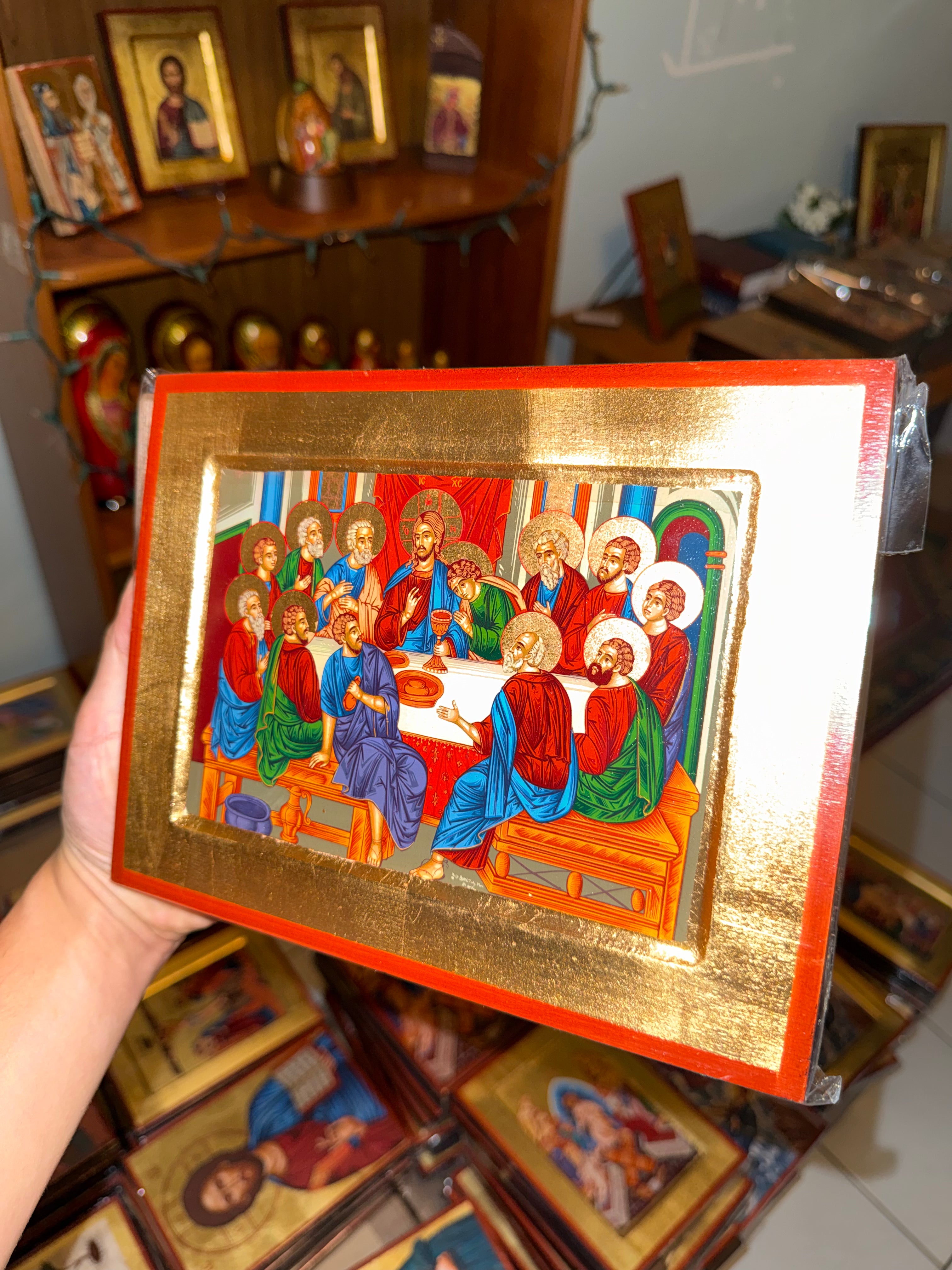 Last Supper Orthodox Icon - 18kt Gold Leaf