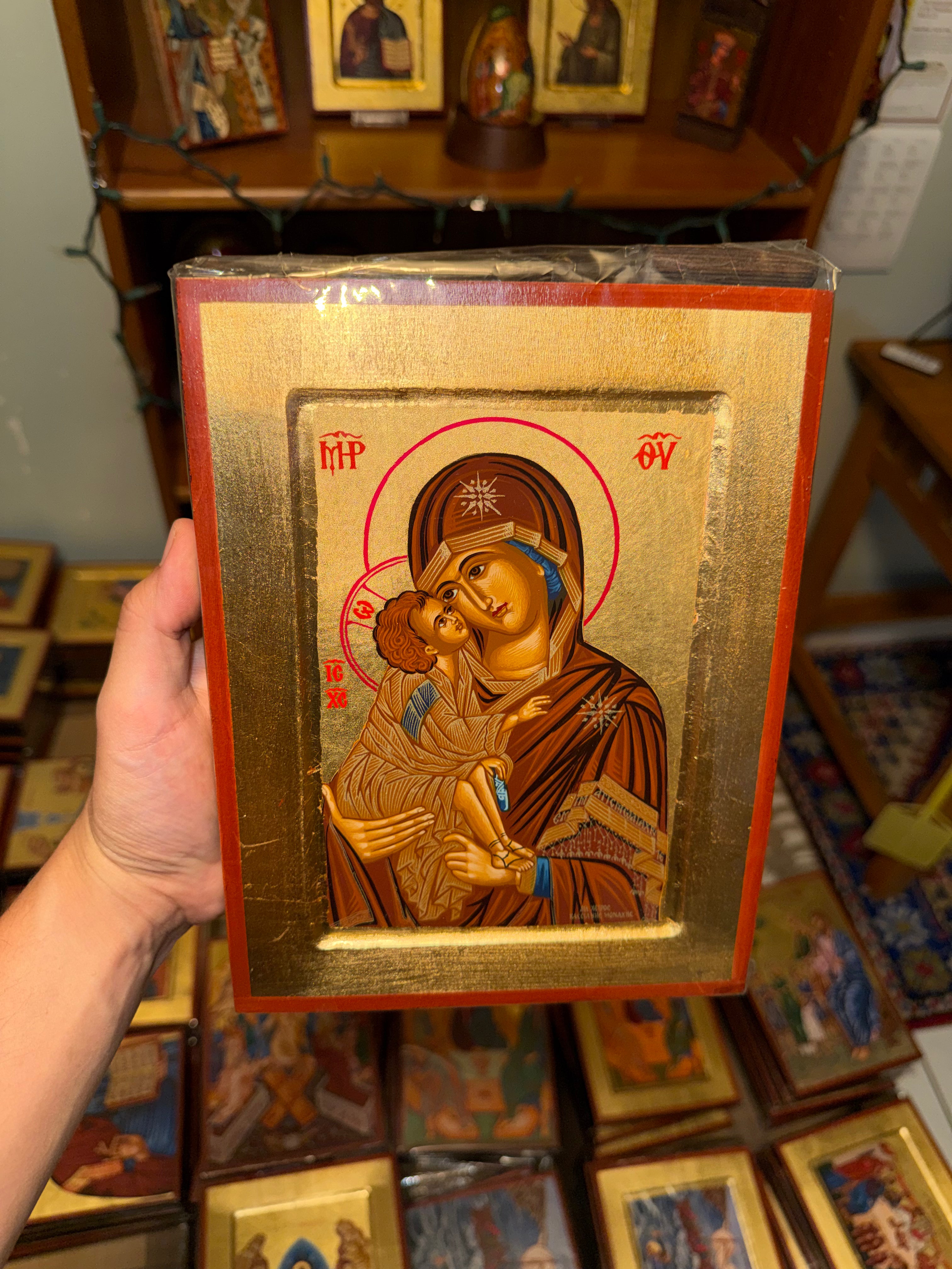 Virgin Mary (Theotokos) Orthodox Icon | 18kt Gold Leaf Byzantine Icon