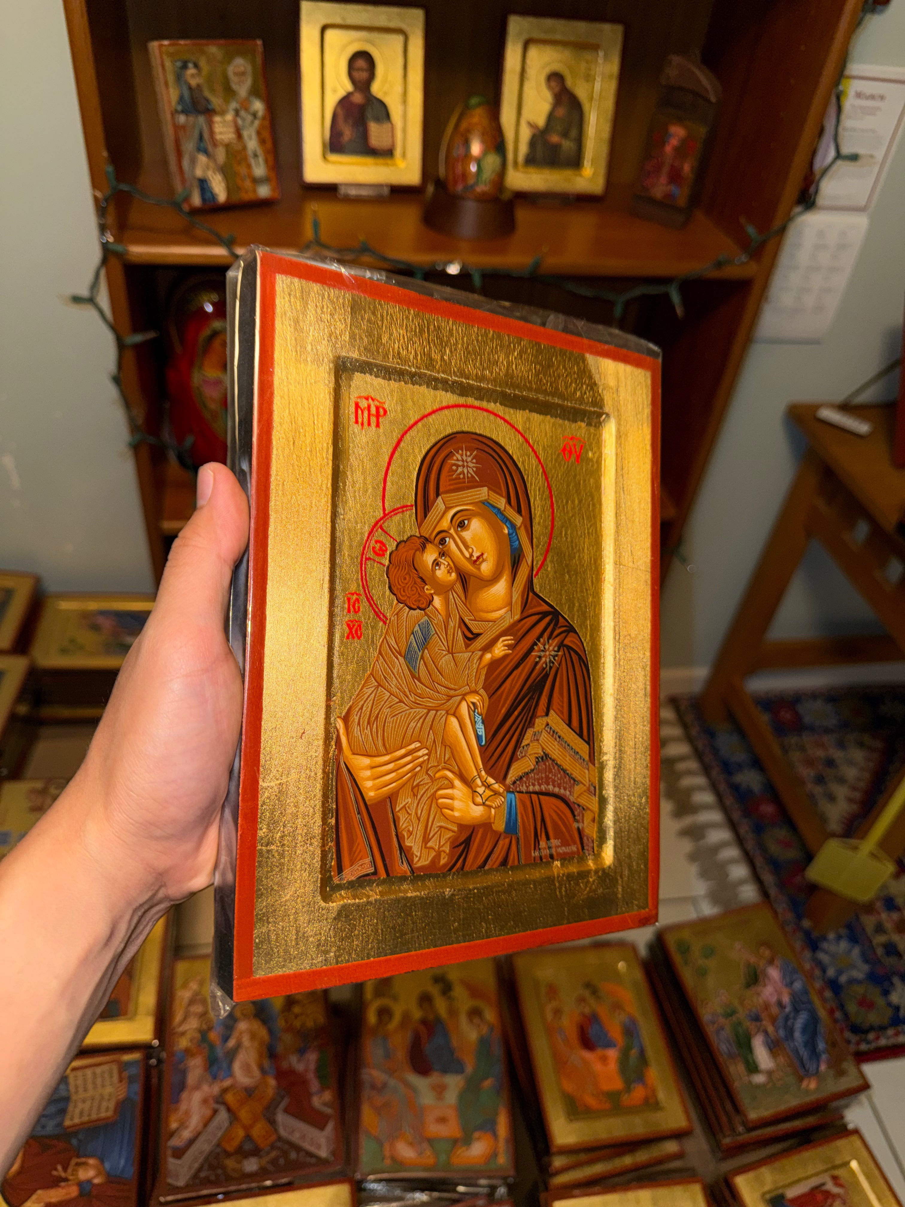 Virgin Mary (Theotokos) Orthodox Icon | 18kt Gold Leaf Byzantine Icon