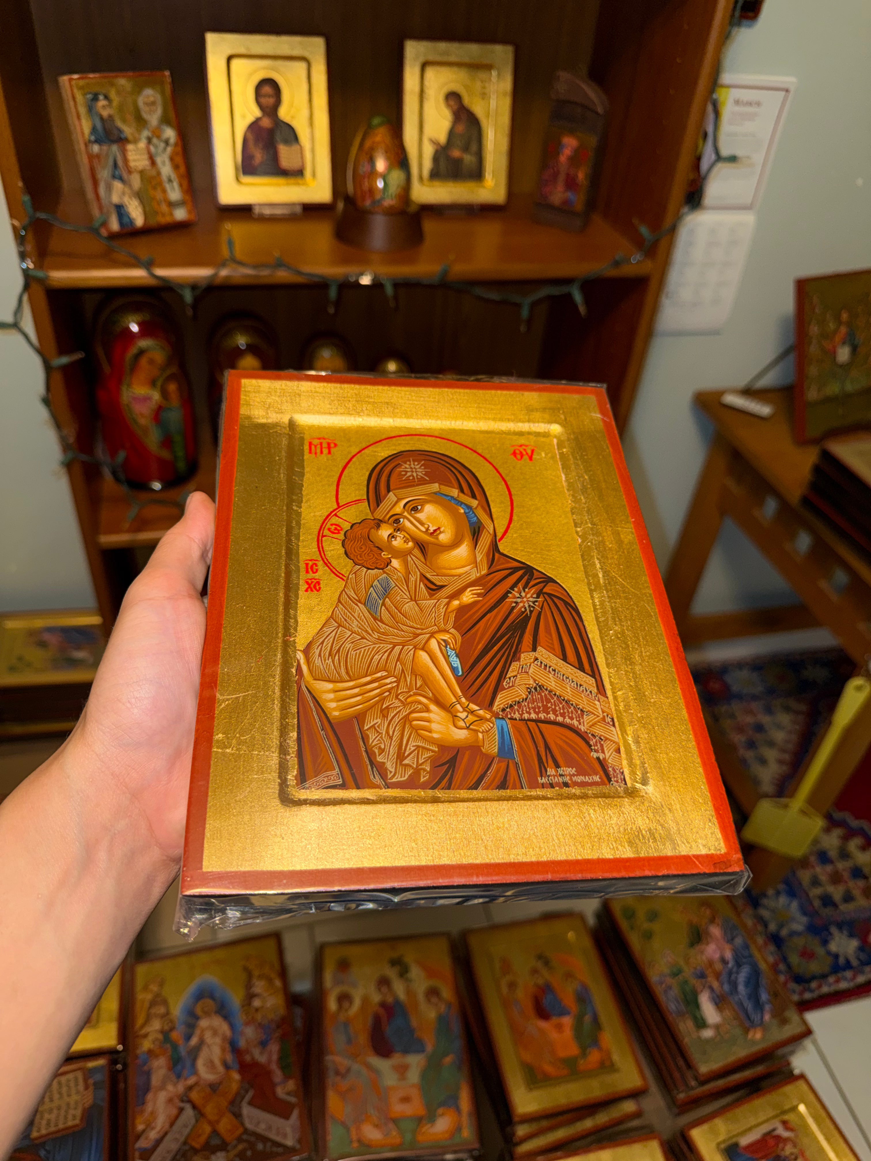 Virgin Mary (Theotokos) Orthodox Icon | 18kt Gold Leaf Byzantine Icon