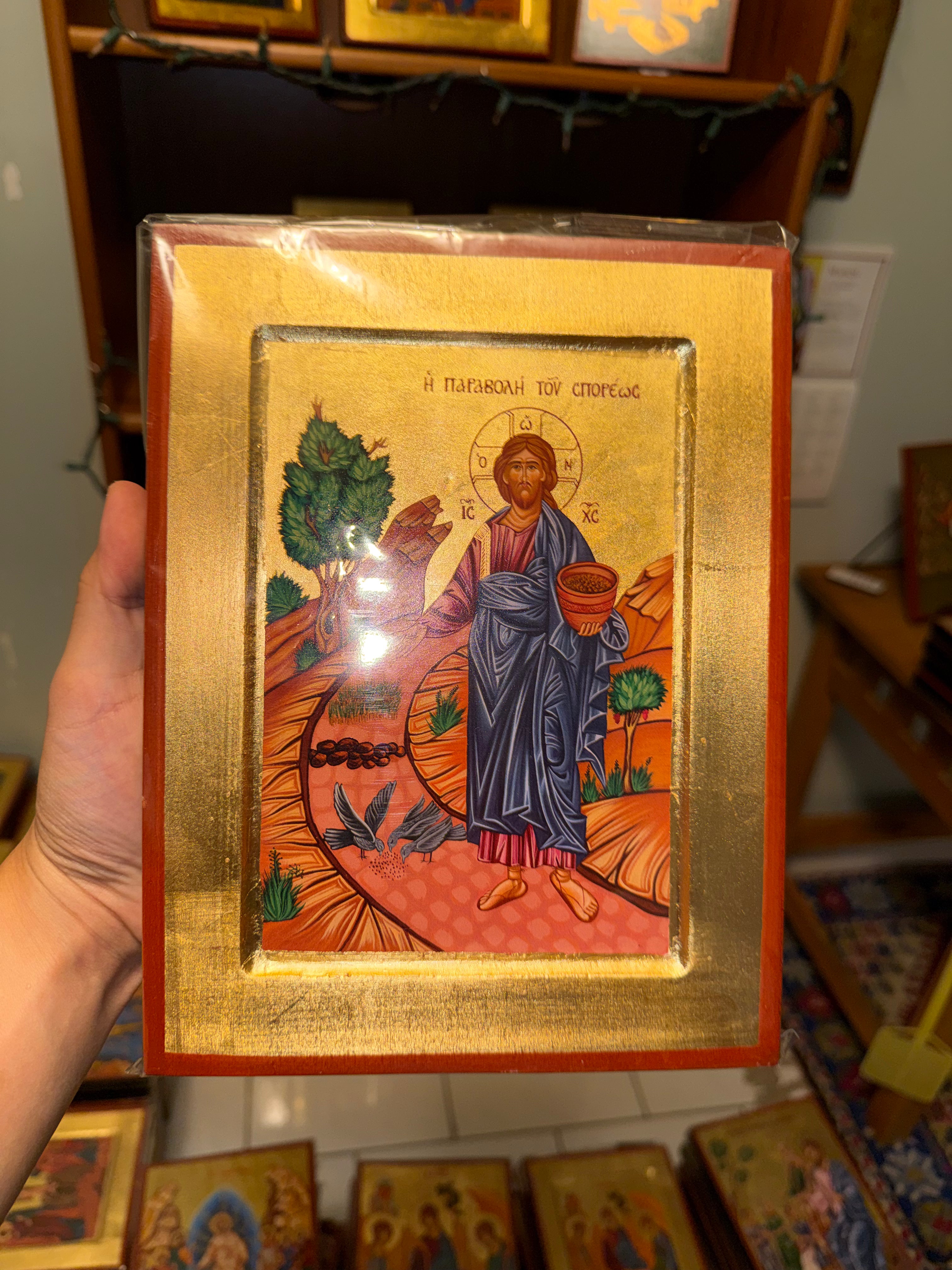 Parable of the Sower Orthodox Icon | 18kt Gold Leaf Byzantine Icon