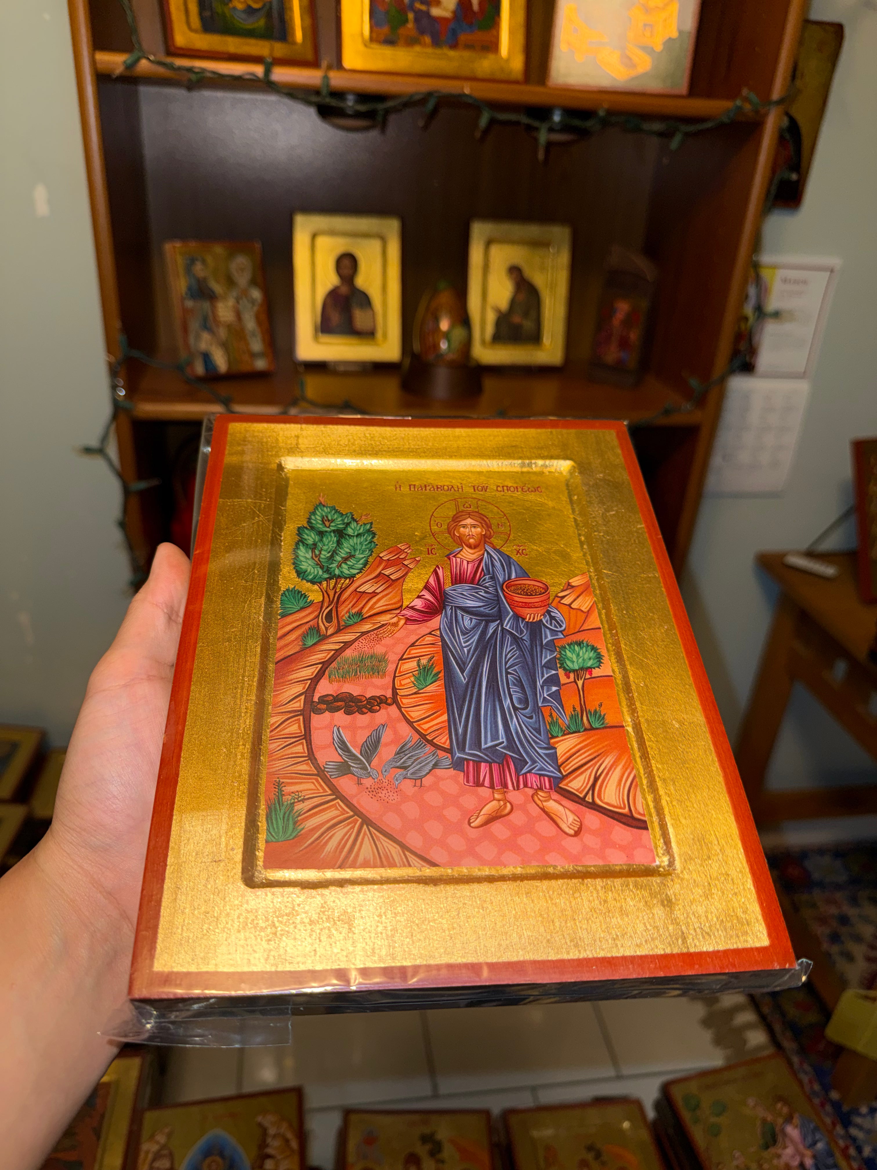 Parable of the Sower Orthodox Icon | 18kt Gold Leaf Byzantine Icon