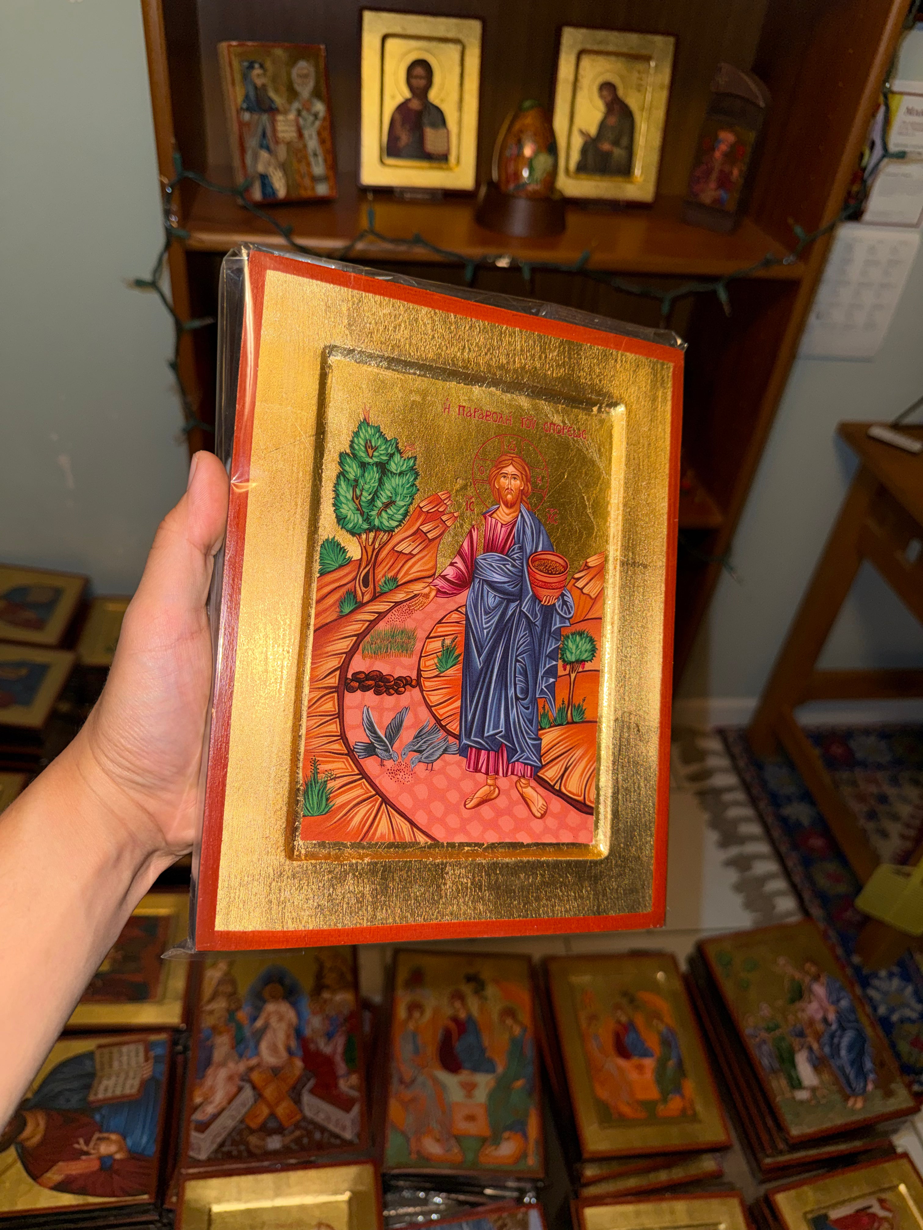 Parable of the Sower Orthodox Icon | 18kt Gold Leaf Byzantine Icon
