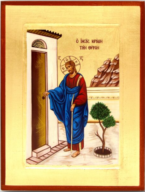 Christ Knocking Orthodox Icon | 18kt Gold Leaf Icon
