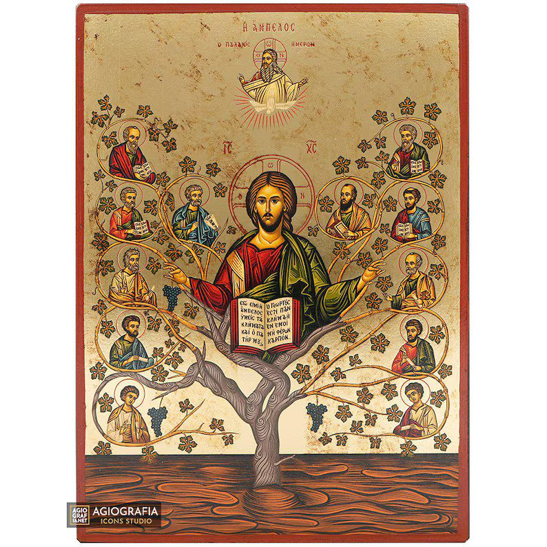 Christ the Vine Orthodox Icon | 18kt Gold Leaf Byzantine Icon