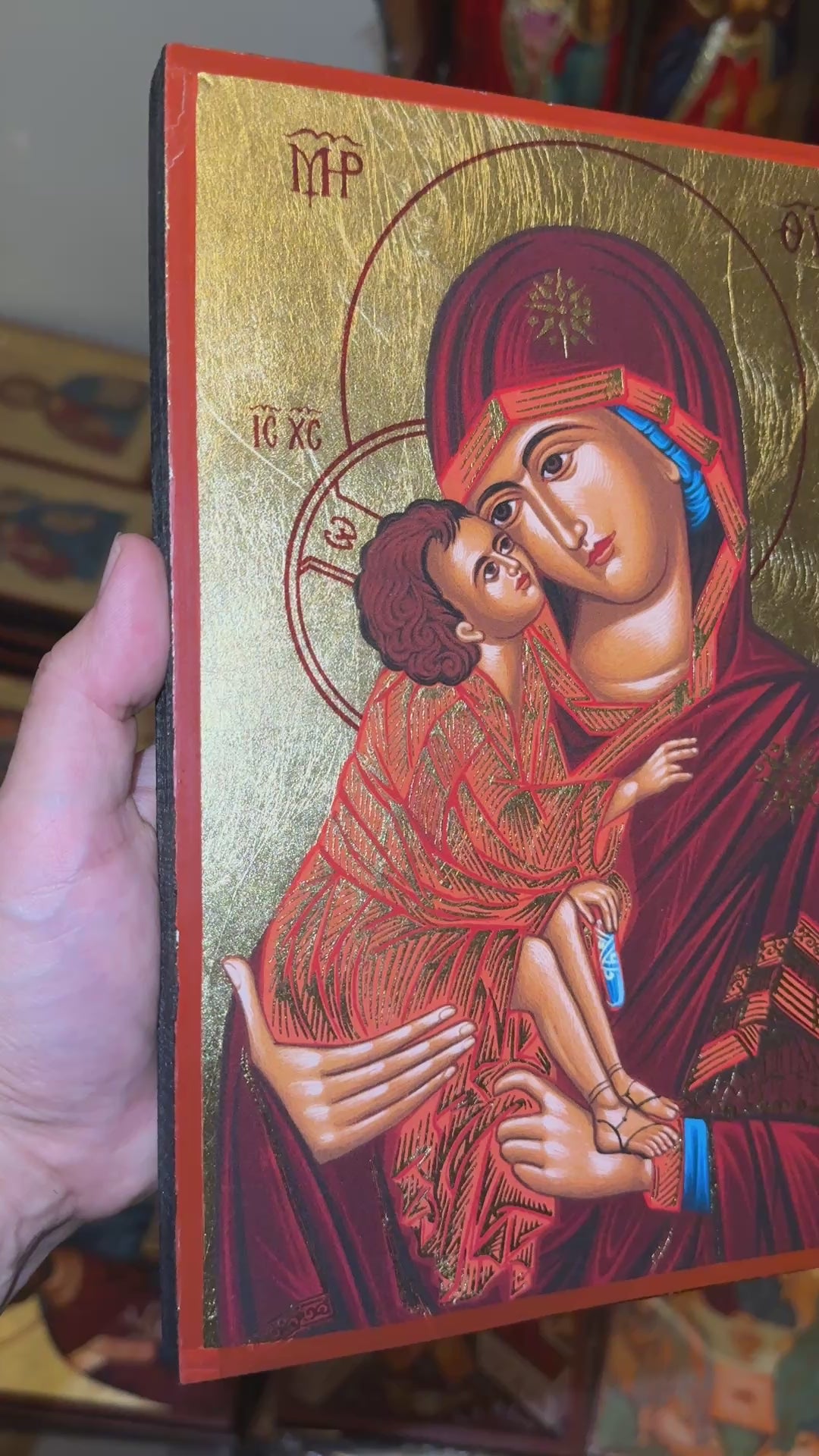 Virgin Mary (Theotokos) Orthodox Icon | 18kt Gold Leaf Byzantine Icon
