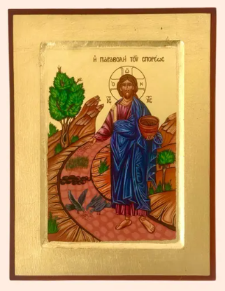 Parable of the Sower Orthodox Icon | 18kt Gold Leaf Byzantine Icon